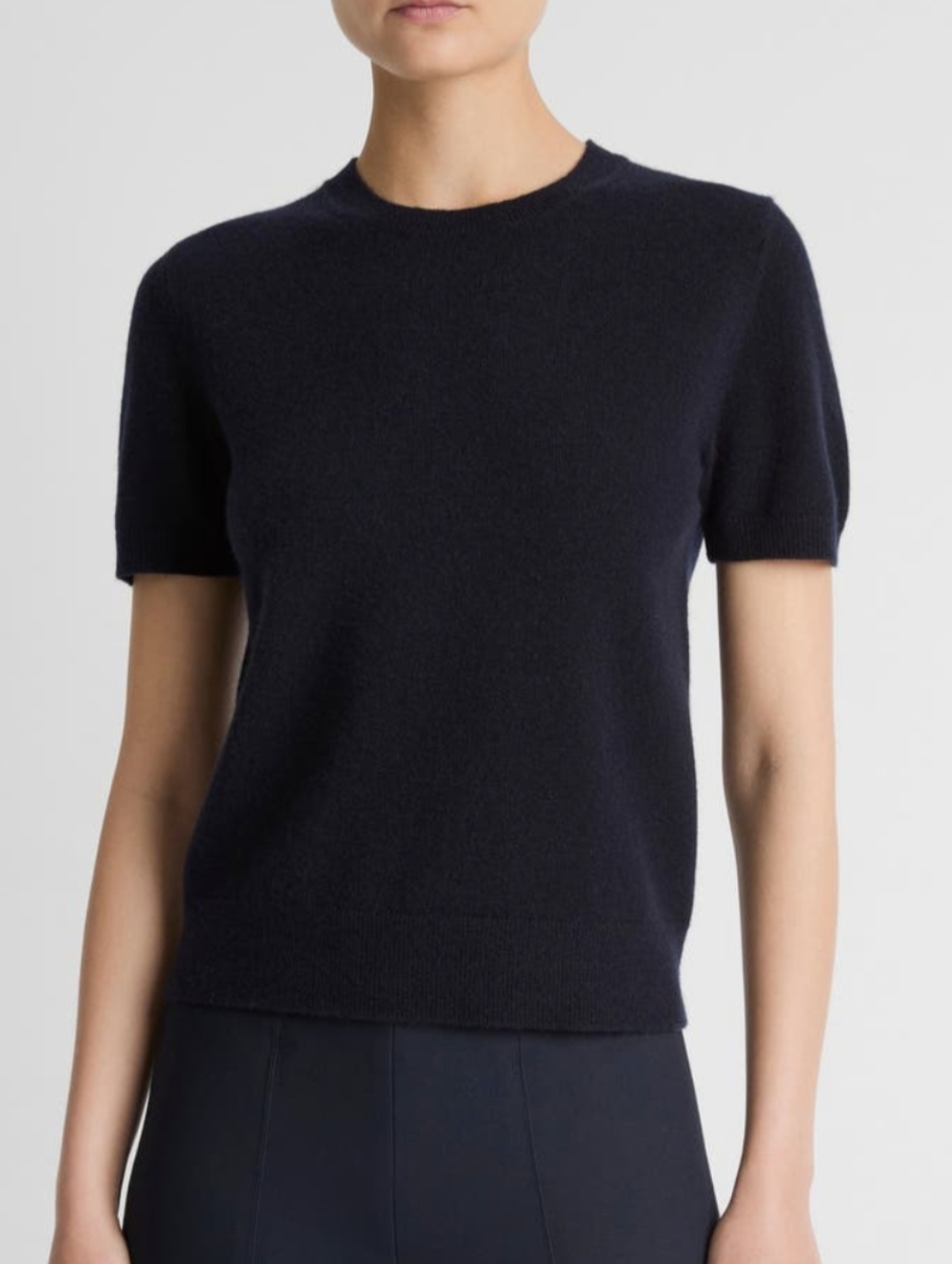 Vince Black Short-Sleeve Crew Neck Sweater